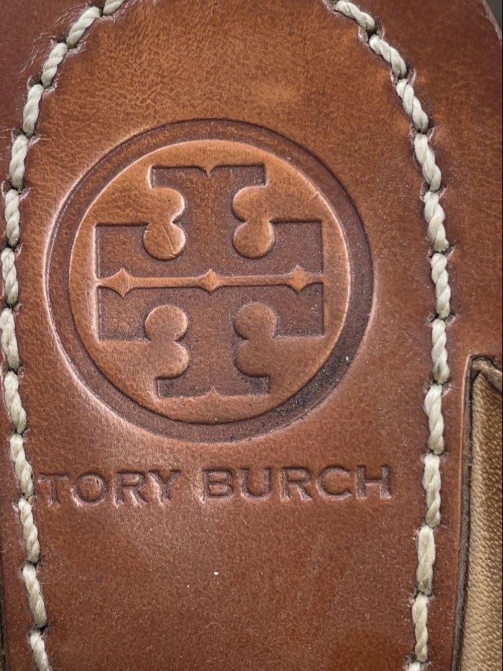 Tory Burch Nori Brown Laser-Cut Cork Wedge Sandals Sz 5 - Picture 5 of 10